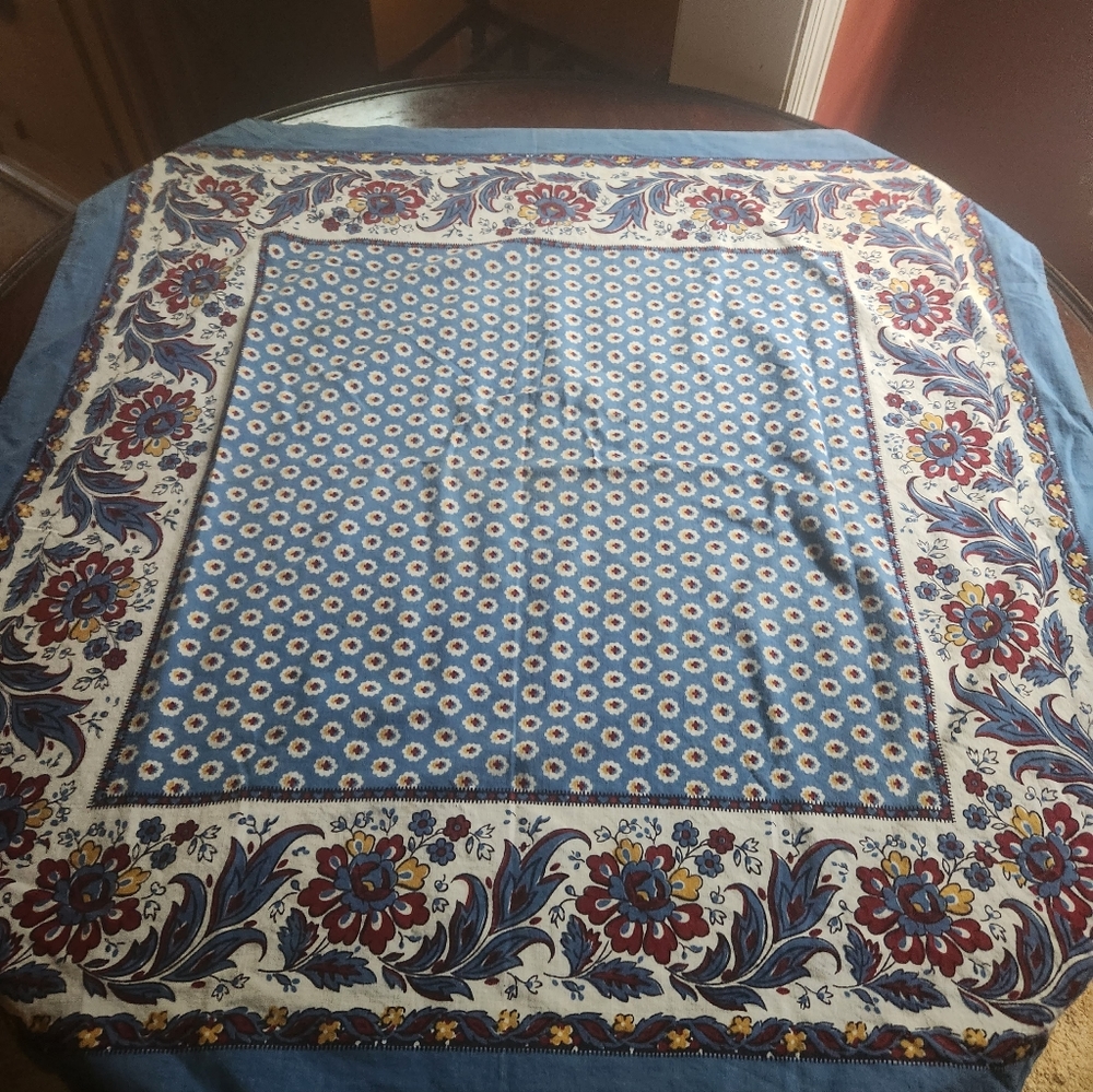 Antique hand blocked Souleiado 31" square scarf from 1973 Extremely rare!